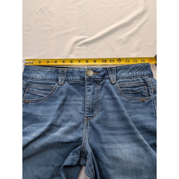 Democracy "Ab"solution Blue Denim Bermuda Shorts Medium Wash Women 8 Stretch - Picture 9 of 11